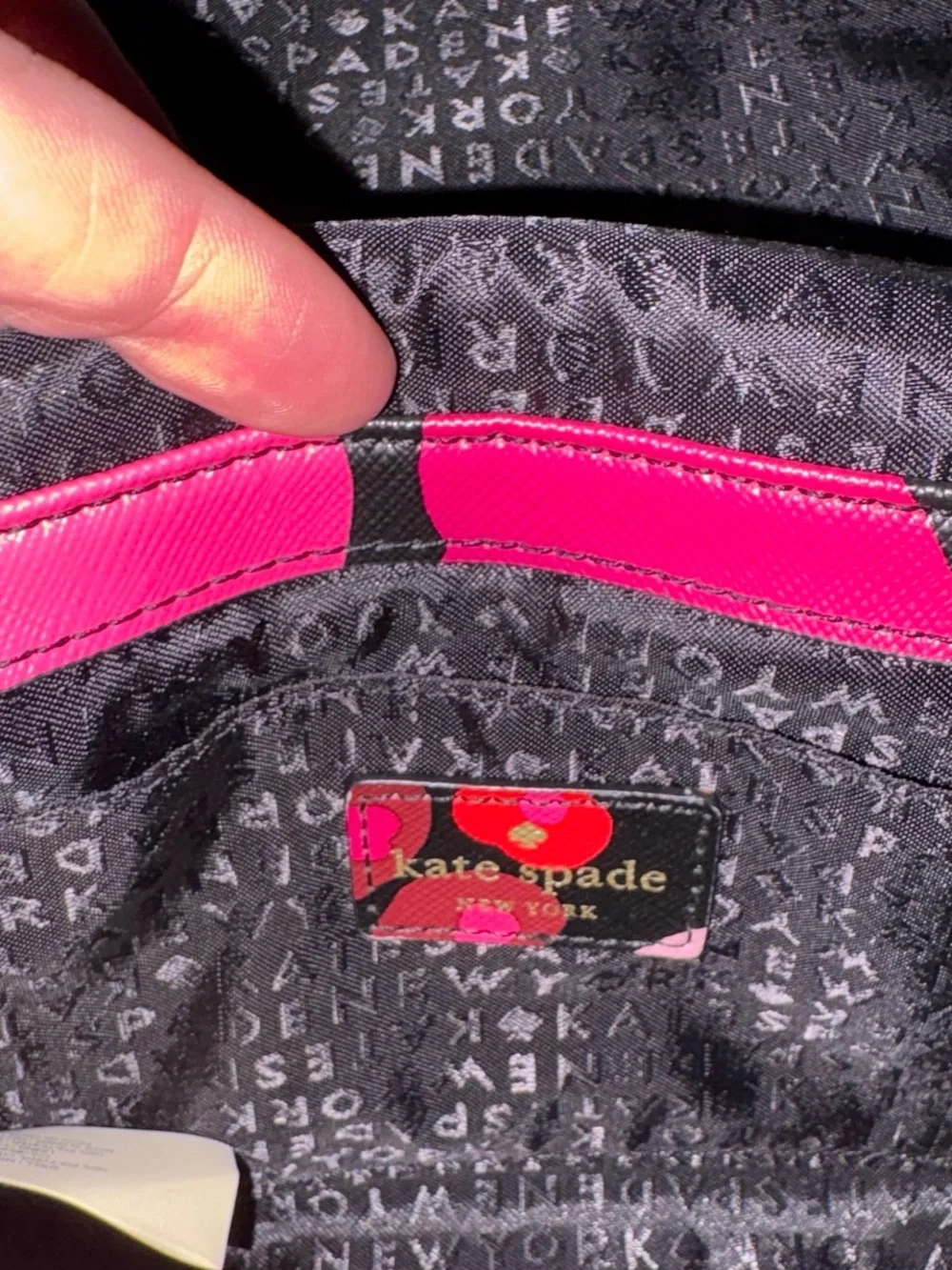 kate spade Black Floral Crossbody Bag with Pink & Red Accents